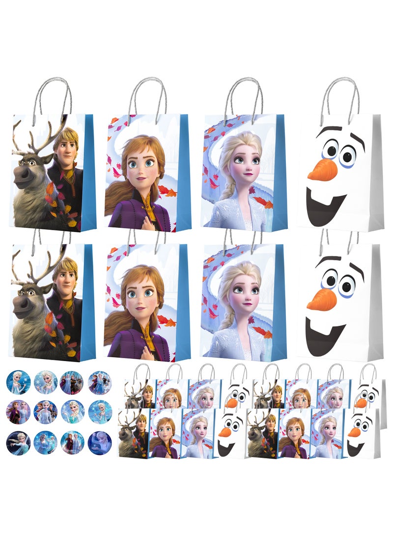 حفلة مثمرة حقائب هدايا الحفلات المجمدة، 24 قطعة حقائب هدايا مجمدة و24 قطعة ملصقات مجمدة حقائب هدايا مجمدة علب هدايا حفلات أعياد الميلاد المجمدة - Image 1